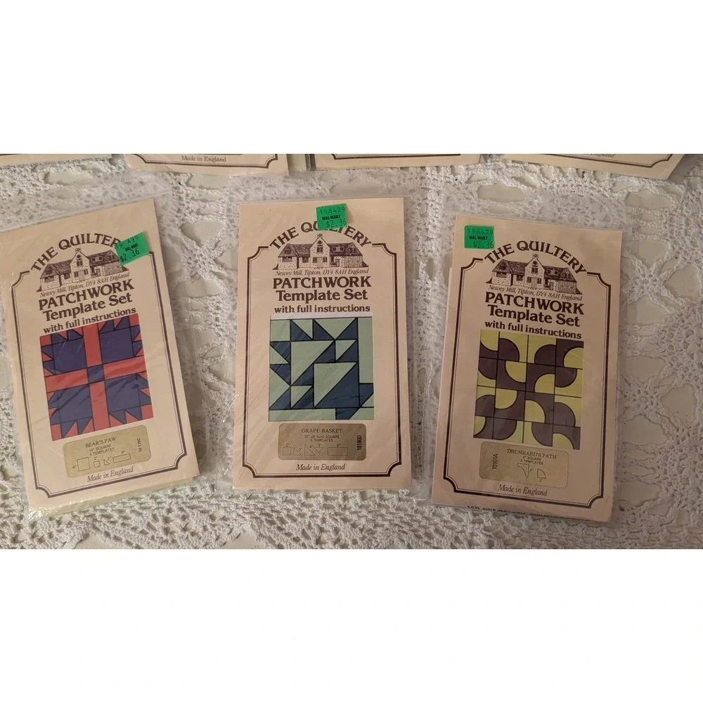 Vtg 1970's The Quiltery Patchwork Quilt Template Sets Made In England‎ Lot Of 7
